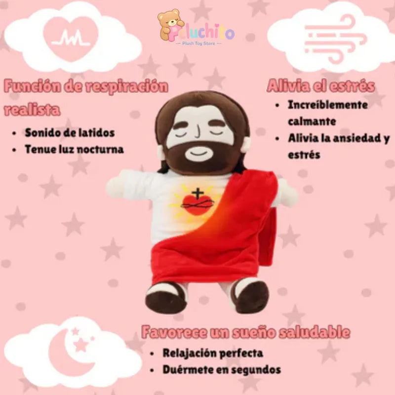 Peluche Jesús que Respira y Transmite Paz  Luz, Sonidos y Movimiento