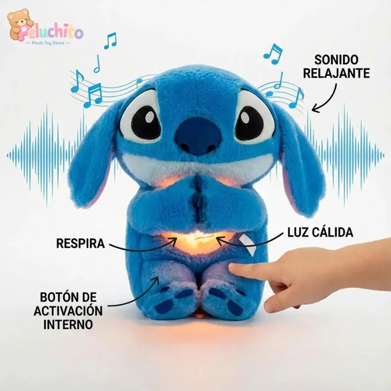 Peluche Stitch que Respira y Cobra Vida 💙 Luz, Sonidos y Movimiento